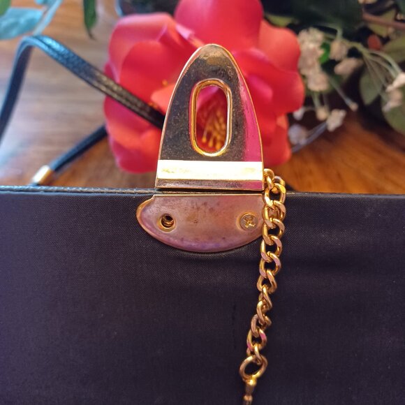 Vintage Black Crocodile Coquette Mini Messenger Bag w/ Baby Pink Twilly - Picture 12 of 15